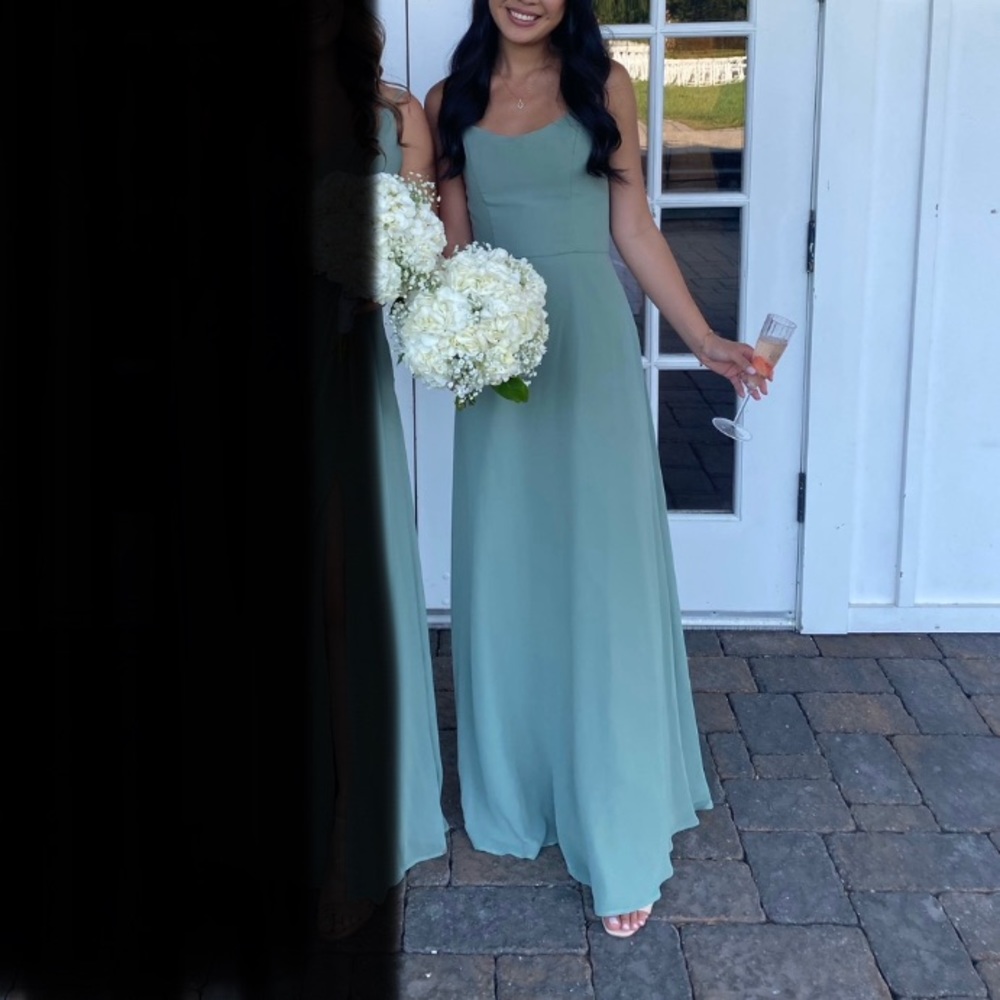Mori Lee Sage Green Bridesmaid Dress